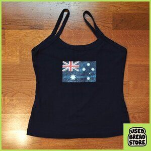 Vintage Y2K 2000s D'Arcy Australian Flag Slim Fit Camisole Shirt | M | Blue